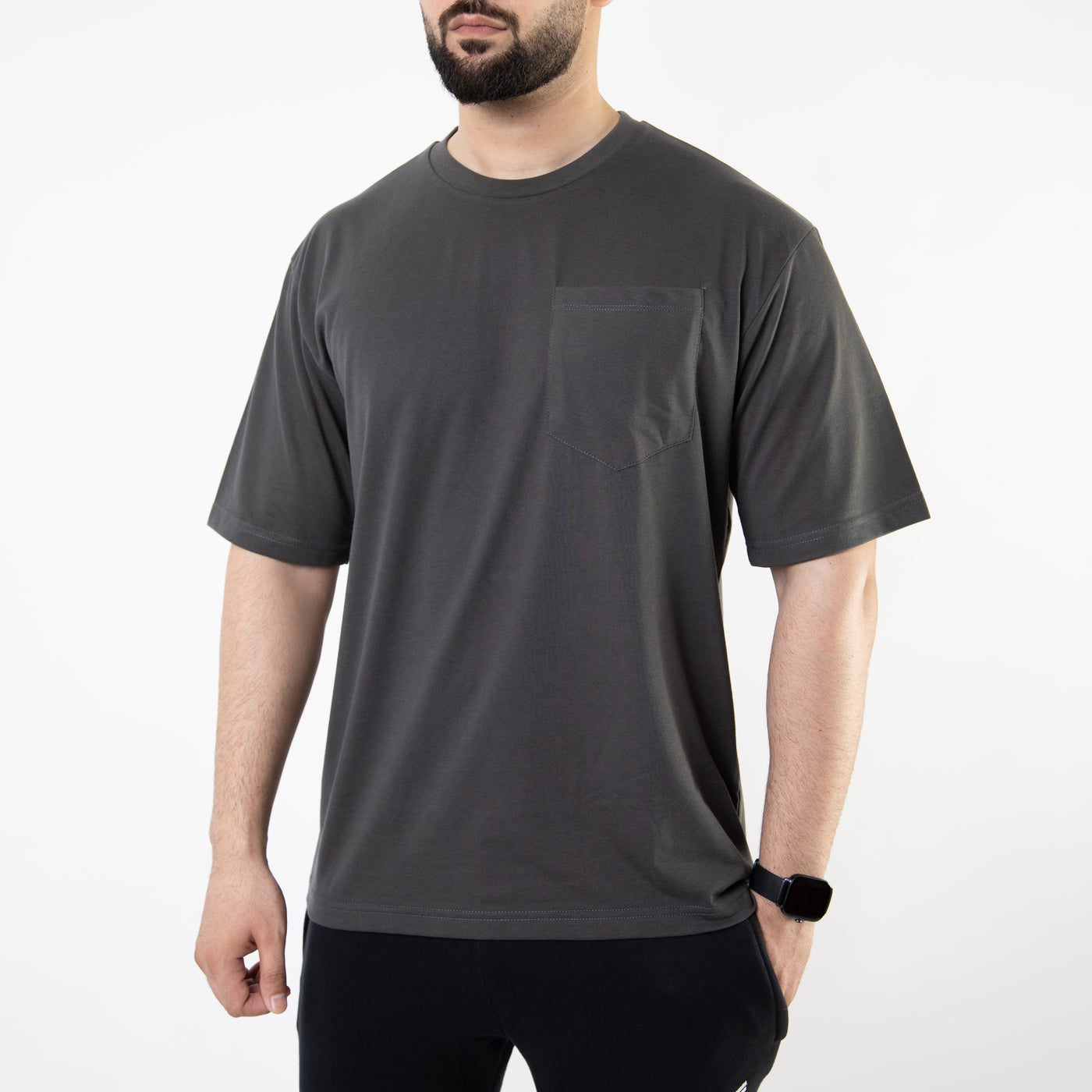 Smoke Gray Oversize T-Shirt with Pocket