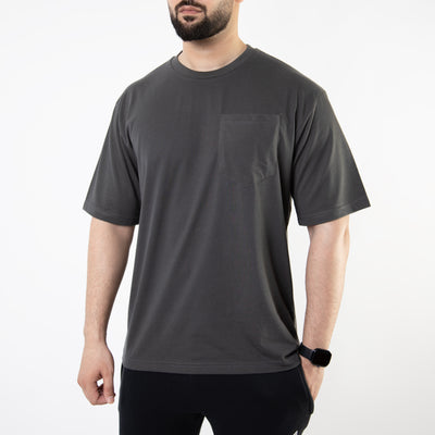 Smoke Gray Oversize T-Shirt with Pocket