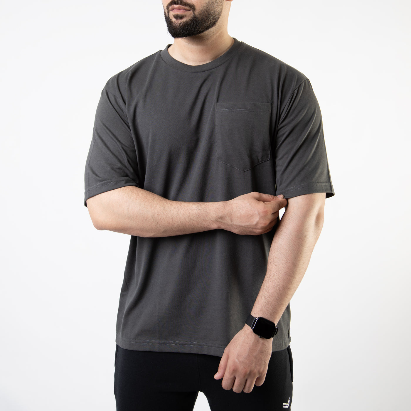 Smoke Gray Oversize T-Shirt with Pocket