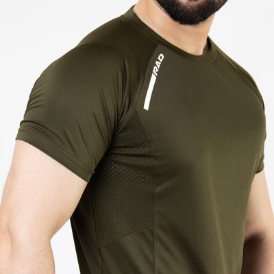 Olive Air-O Series T-Shirt with Ventilated Mesh Panels