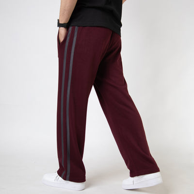 Maroon Wide Leg Trouser with Two Gray Stripes