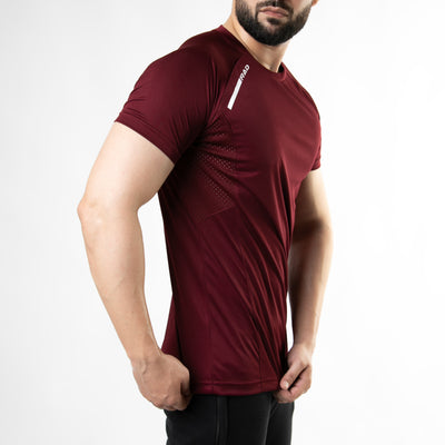 Maroon Air-O Series T-Shirt with Ventilated Mesh Panels