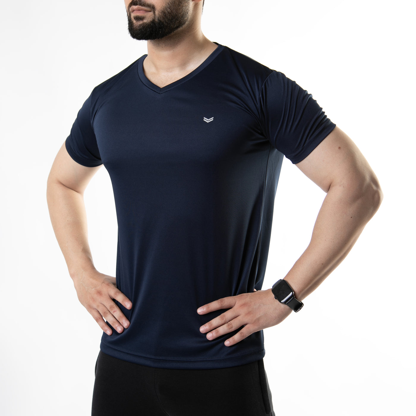 Plain Navy V-Neck Quick Dry T-Shirt