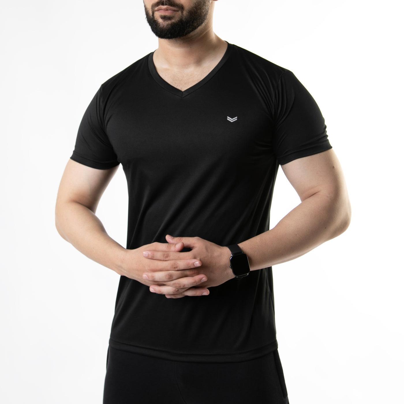 Plain Black V-Neck Quick Dry T-Shirt