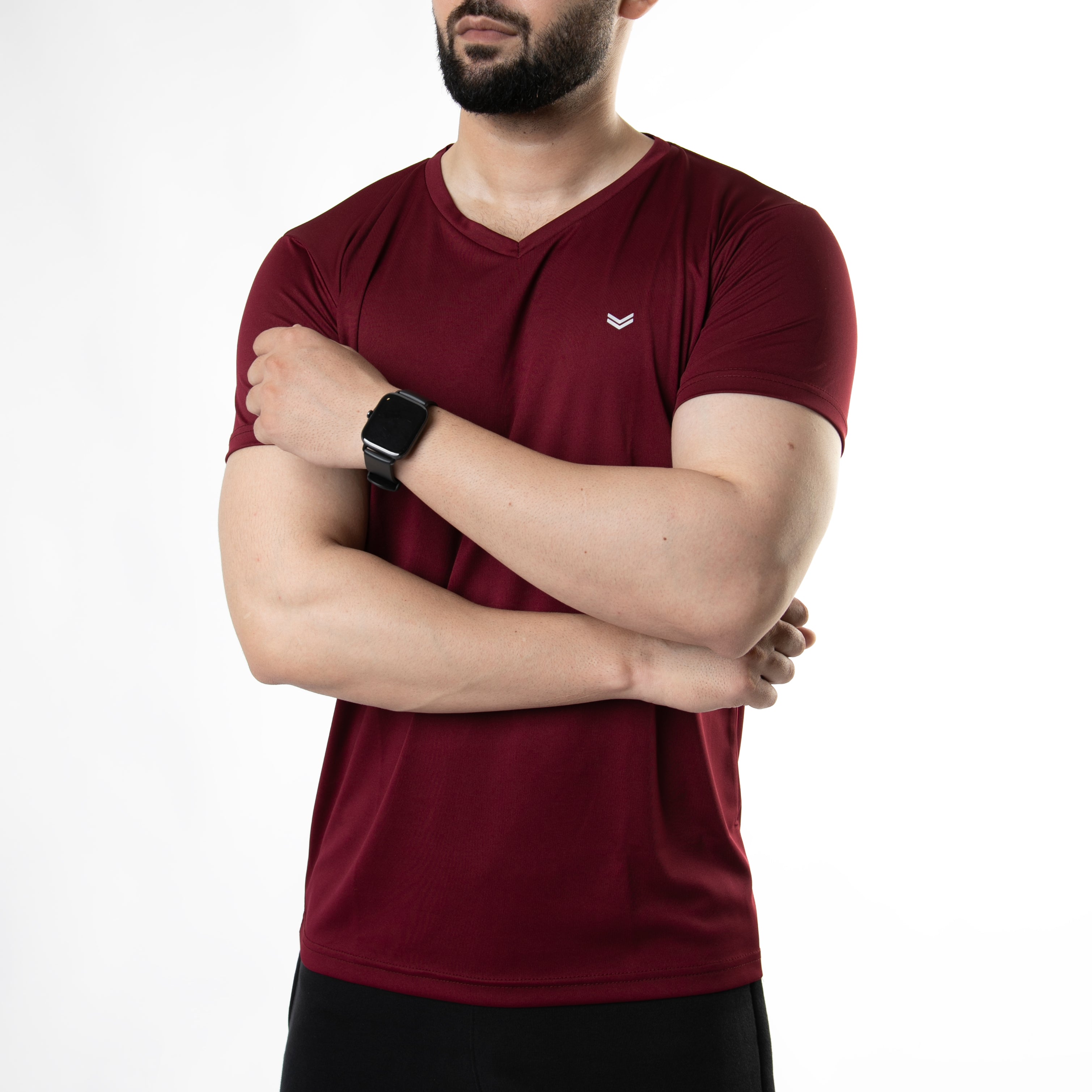 Mens maroon v neck t shirt best sale