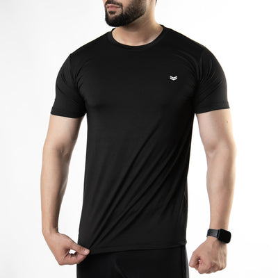 Premium Black Quick Dry Lycra T-Shirt with 4-Way Stretch