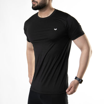 Premium Black Quick Dry Lycra T-Shirt with 4-Way Stretch