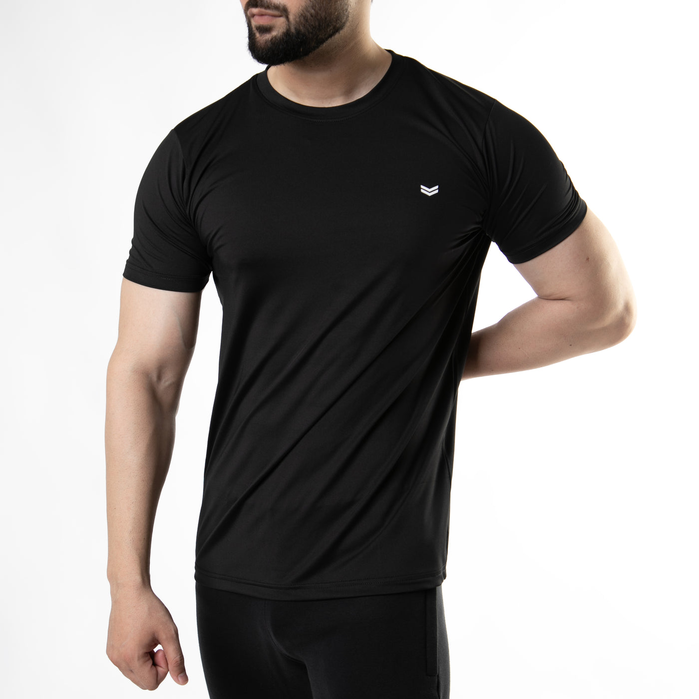 Premium Black Quick Dry Lycra T-Shirt with 4-Way Stretch