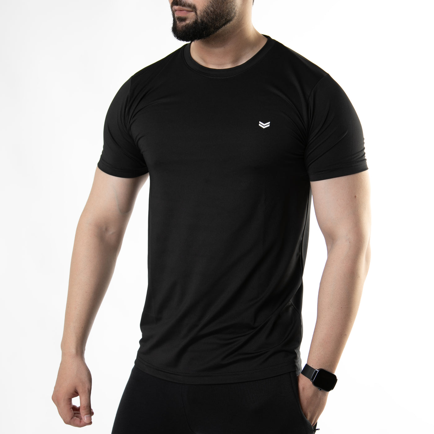 Premium Black Quick Dry Lycra T-Shirt with 4-Way Stretch