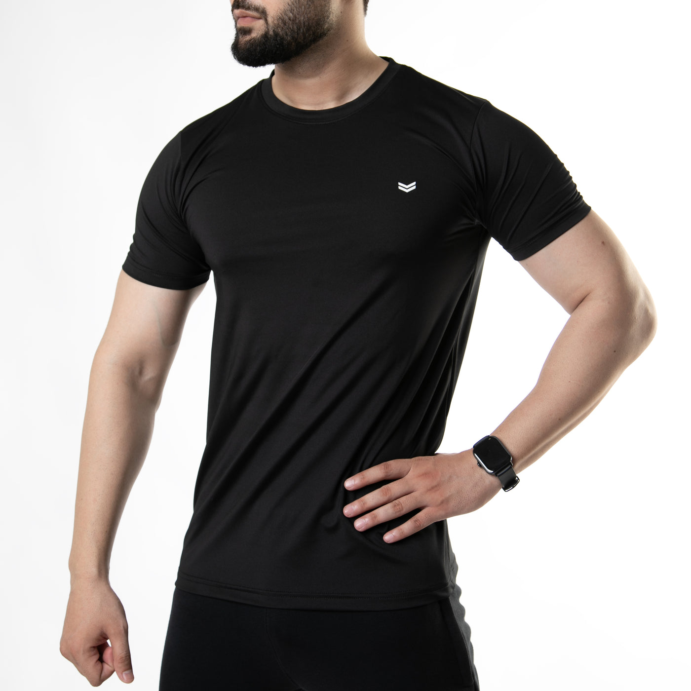 Premium Black Quick Dry Lycra T-Shirt with 4-Way Stretch