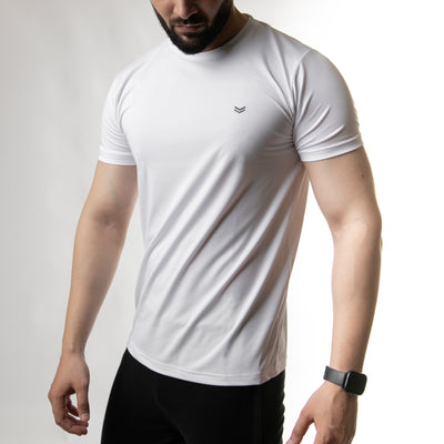 Premium White Quick Dry Lycra T-Shirt with 4-Way Stretch