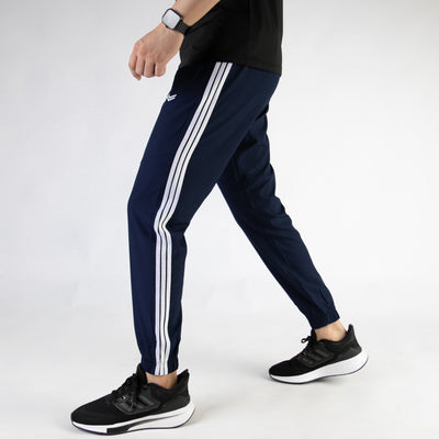 Navy Premium Micro Stretch Pants with Three White Stripes