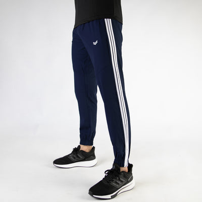 Navy Premium Micro Stretch Pants with Three White Stripes