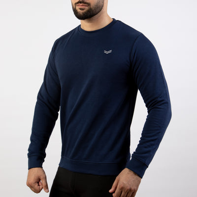 Navy Sweatshirt With Embroidered Logo