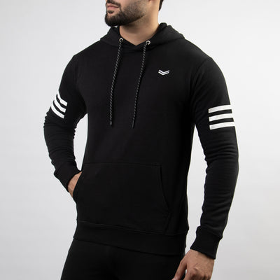 Black Hoodie with White Side Stripes