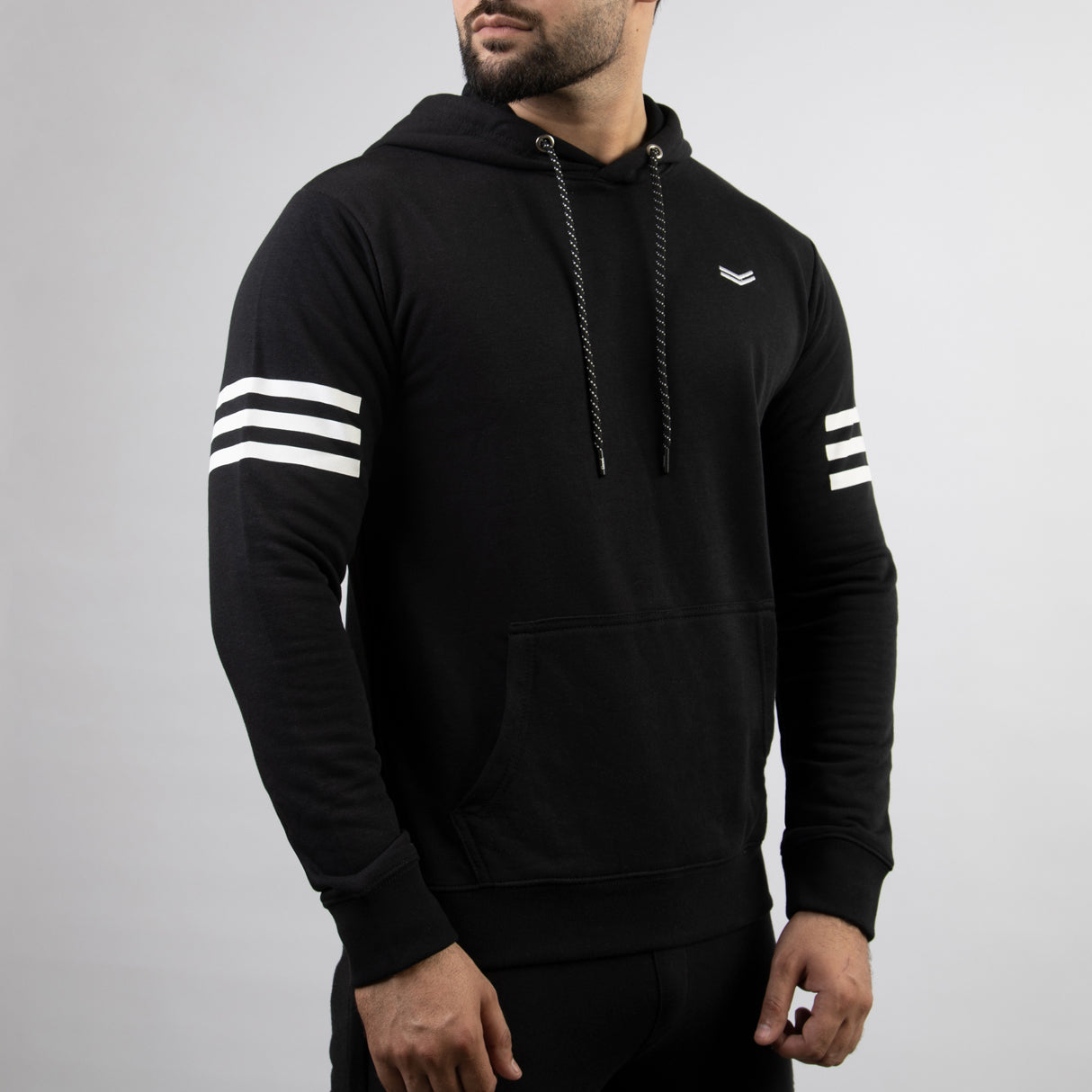 Black Hoodie with White Side Stripes