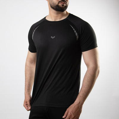 Black Hyper Series Quick Dry T-Shirt with Reflectors