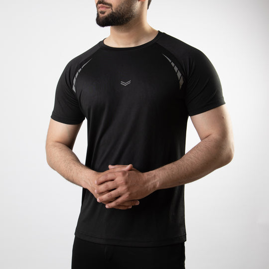 Black Hyper Series Quick Dry T-Shirt with Reflectors