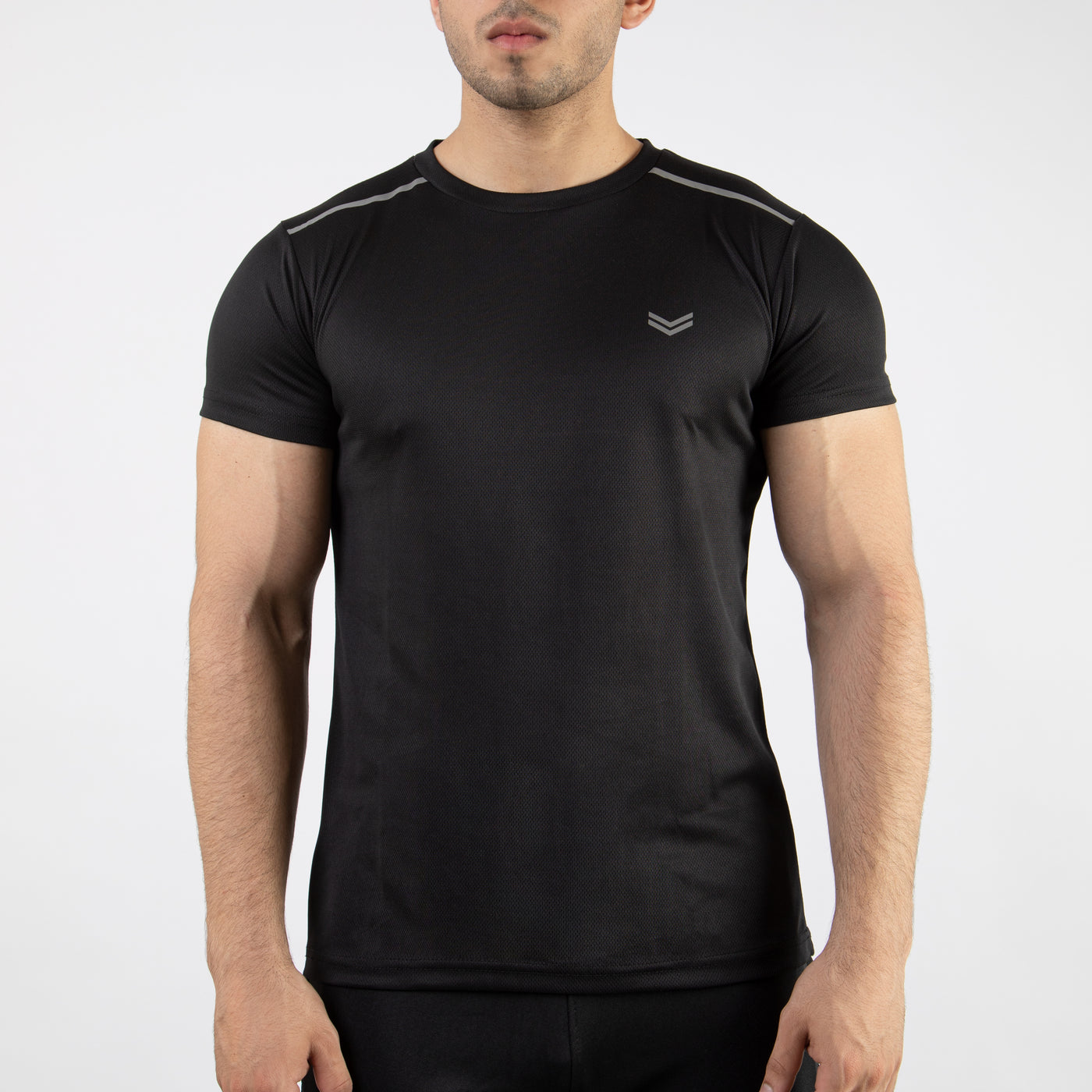 Black Mesh Quick Dry T-Shirt with Shoulder Reflectors