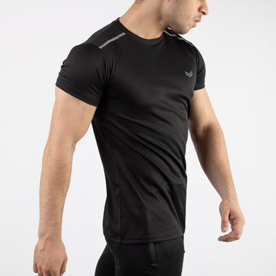 Black Mesh Quick Dry T-Shirt with Shoulder Reflectors