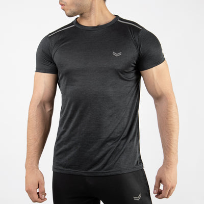 Textured Charcoal Quick Dry T-Shirt with Shoulder Reflectors