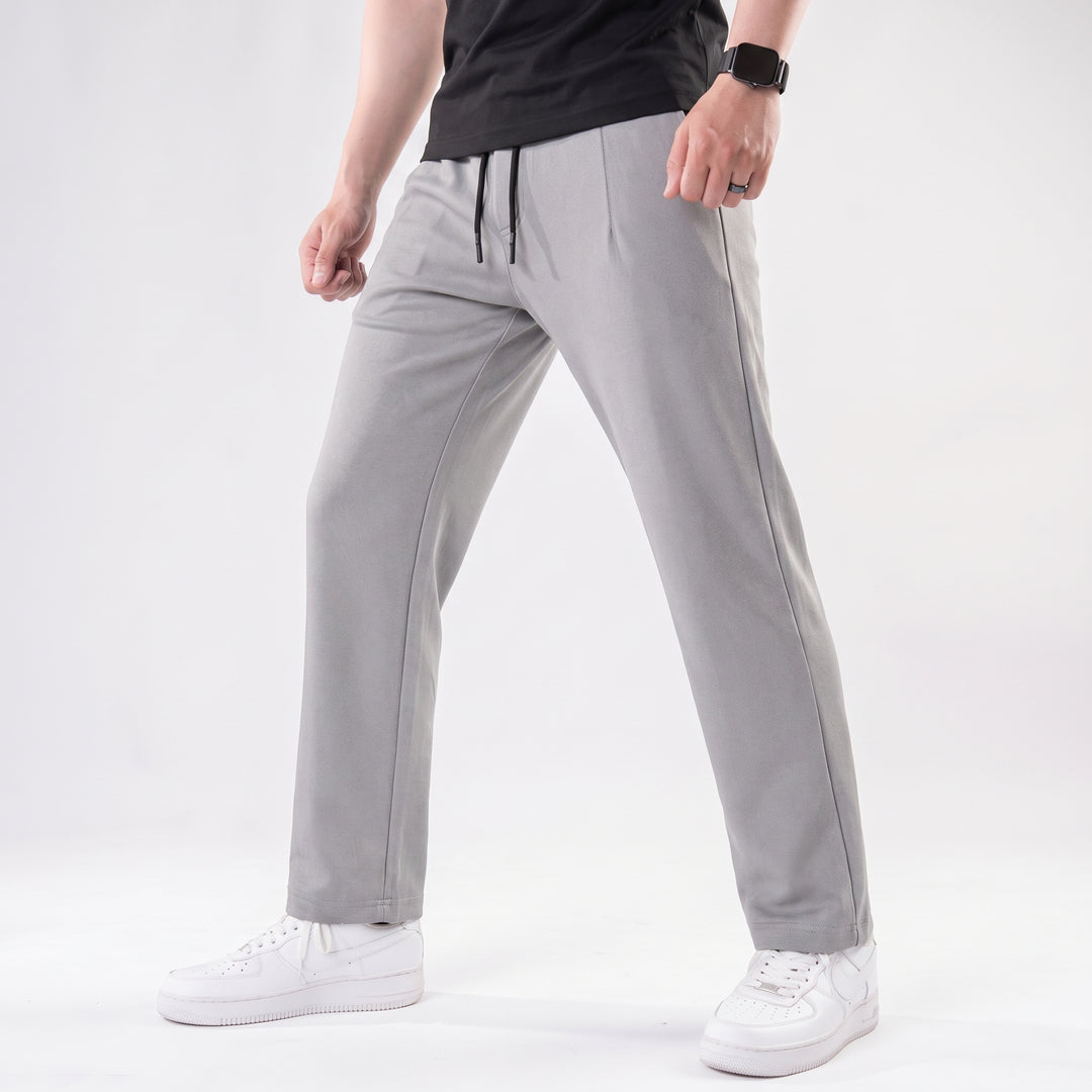 Silver Gray Straight Fit Pleated Trousers — view 3