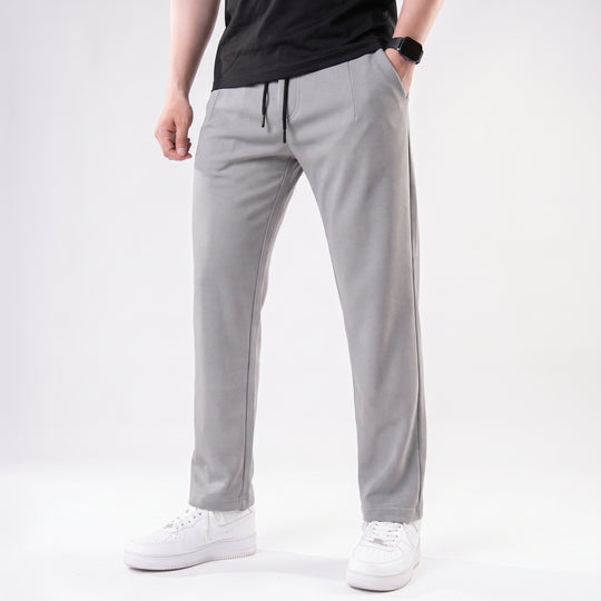 Silver Gray Straight Fit Pleated Trousers — view 2