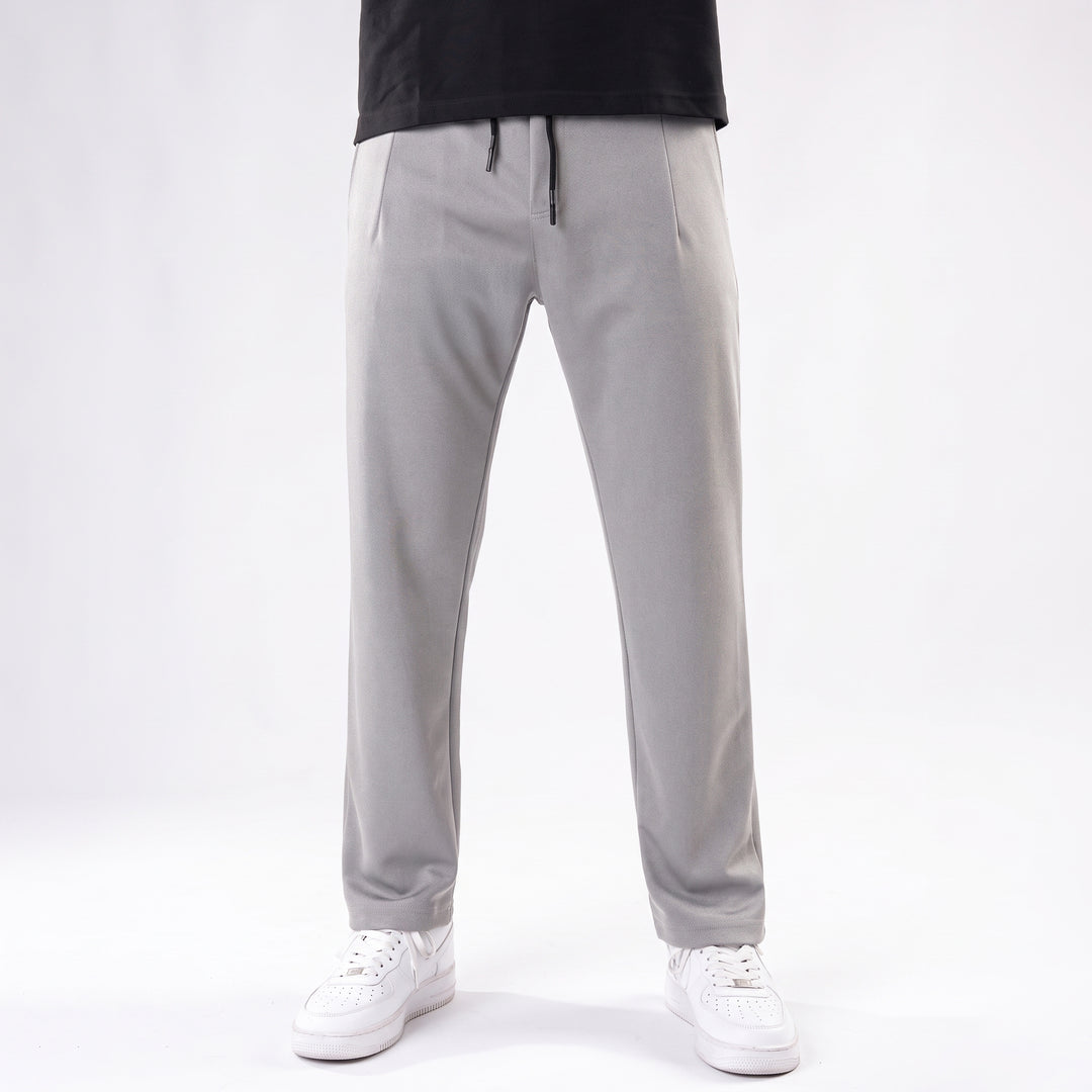 Silver Gray Straight Fit Pleated Trousers — view 4