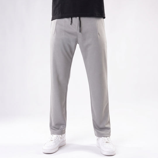 Silver Gray Straight Fit Pleated Trousers — view 4