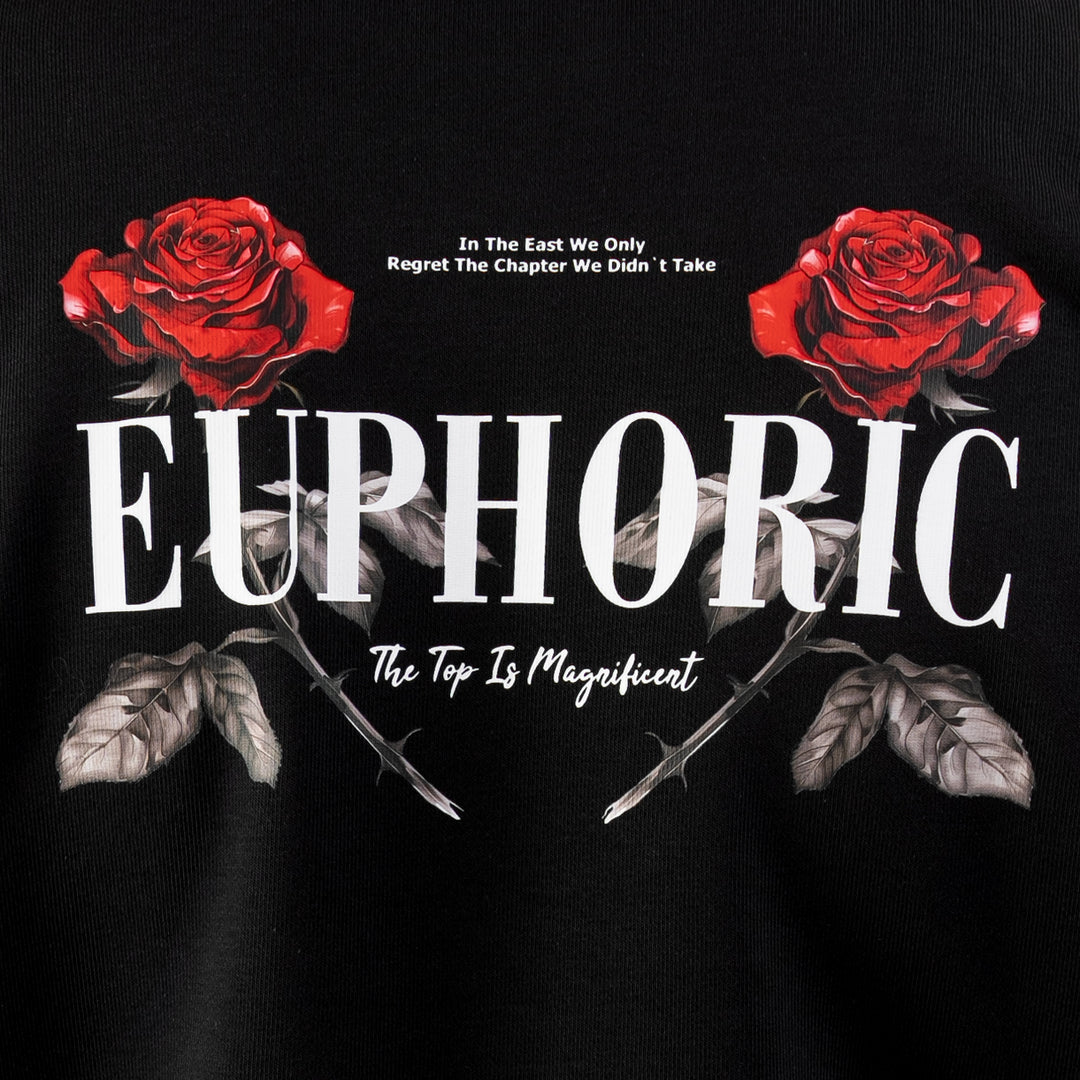 Black Euphoric Oversize Graphic Hoodie