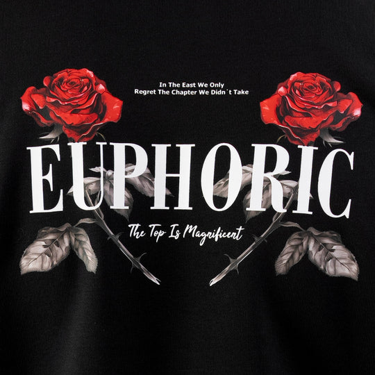 Black Euphoric Oversize Graphic Hoodie