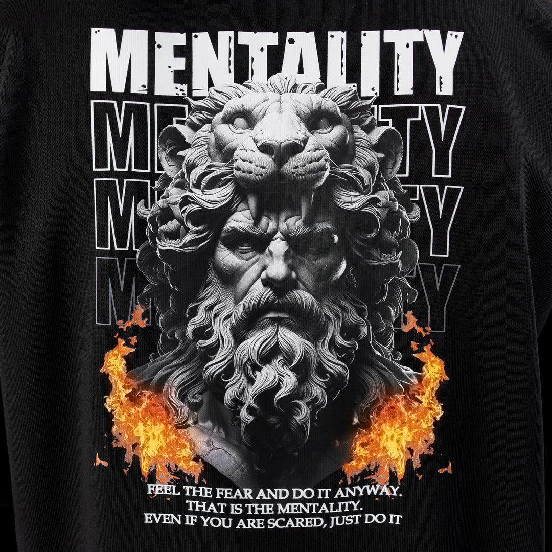 Black Mentality Oversize Graphic Hoodie