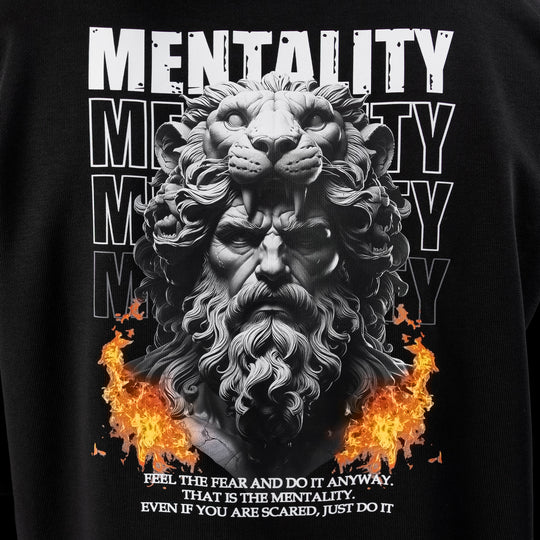 Black Mentality Oversize Graphic Hoodie