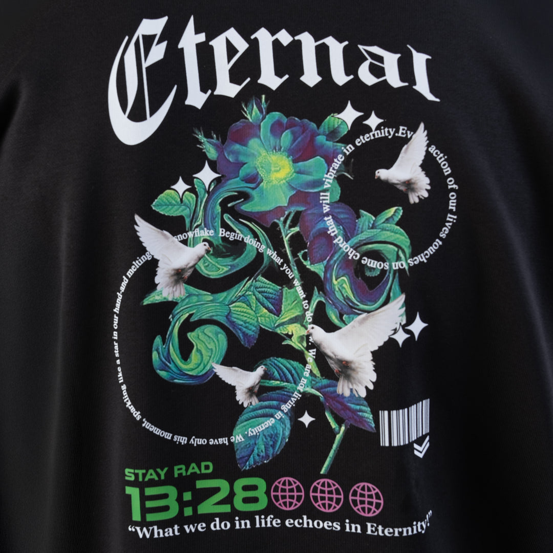 Black Eternal Oversize Graphic Hoodie