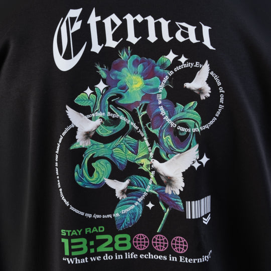 Black Eternal Oversize Graphic Hoodie