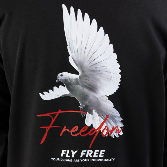Black Freedom Oversize Graphic Hoodie