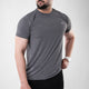 Smoke Gray Textured Flow Mesh Performance T-Shirt