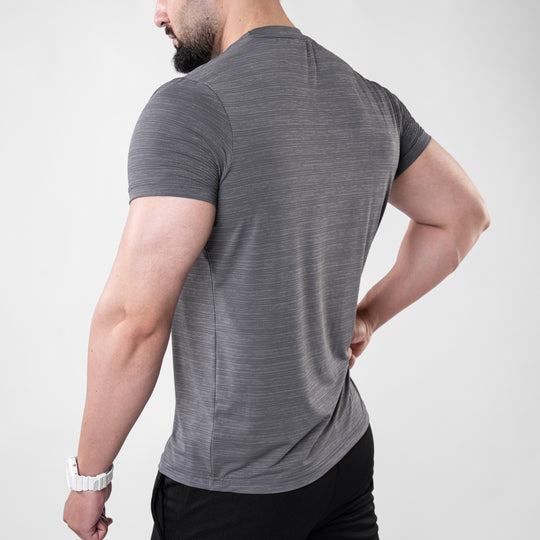 Smoke Gray Textured Flow Mesh Performance T-Shirt