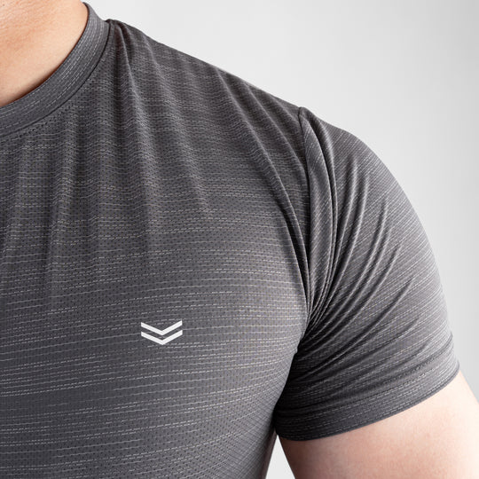 Smoke Gray Textured Flow Mesh Performance T-Shirt