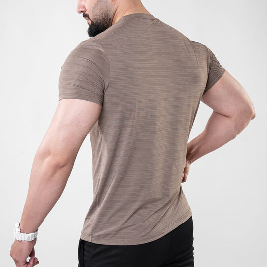 Khaki Textured Flow Mesh Performance T-Shirt