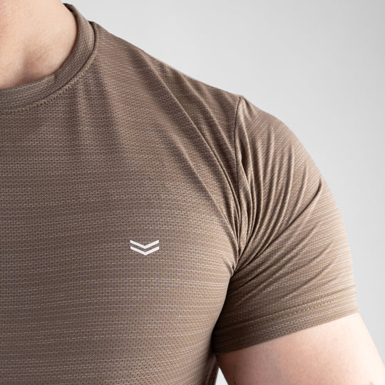 Khaki Textured Flow Mesh Performance T-Shirt