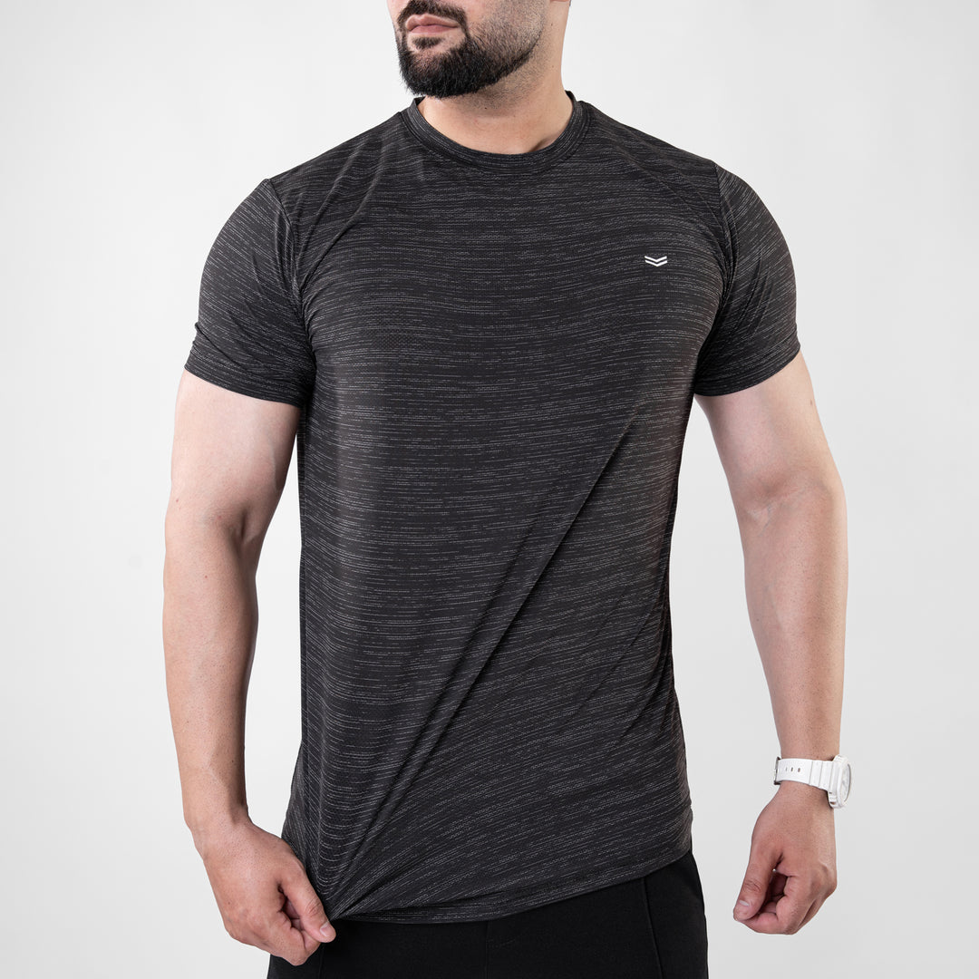 Black Textured Flow Mesh Performance T-Shirt