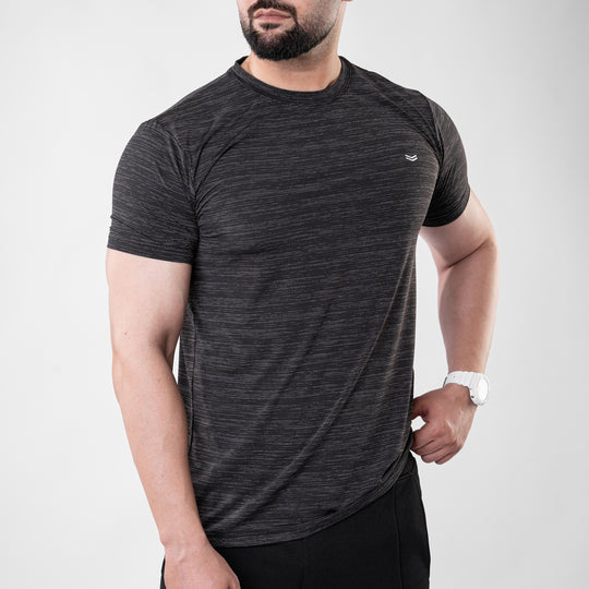 Black Textured Flow Mesh Performance T-Shirt