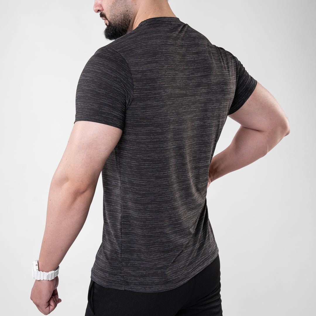 Black Textured Flow Mesh Performance T-Shirt