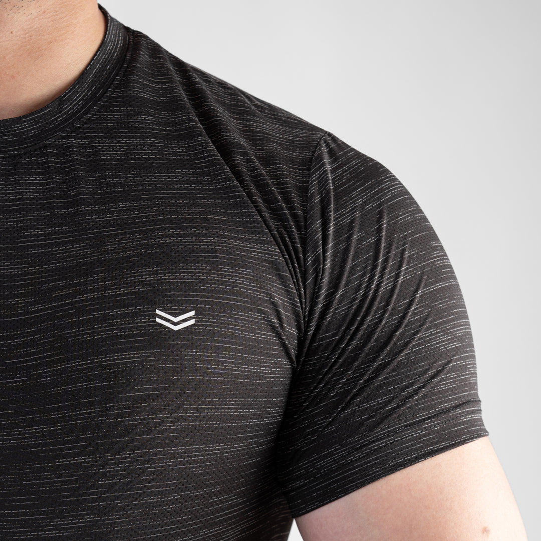 Black Textured Flow Mesh Performance T-Shirt