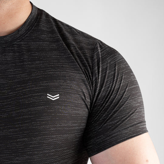 Black Textured Flow Mesh Performance T-Shirt