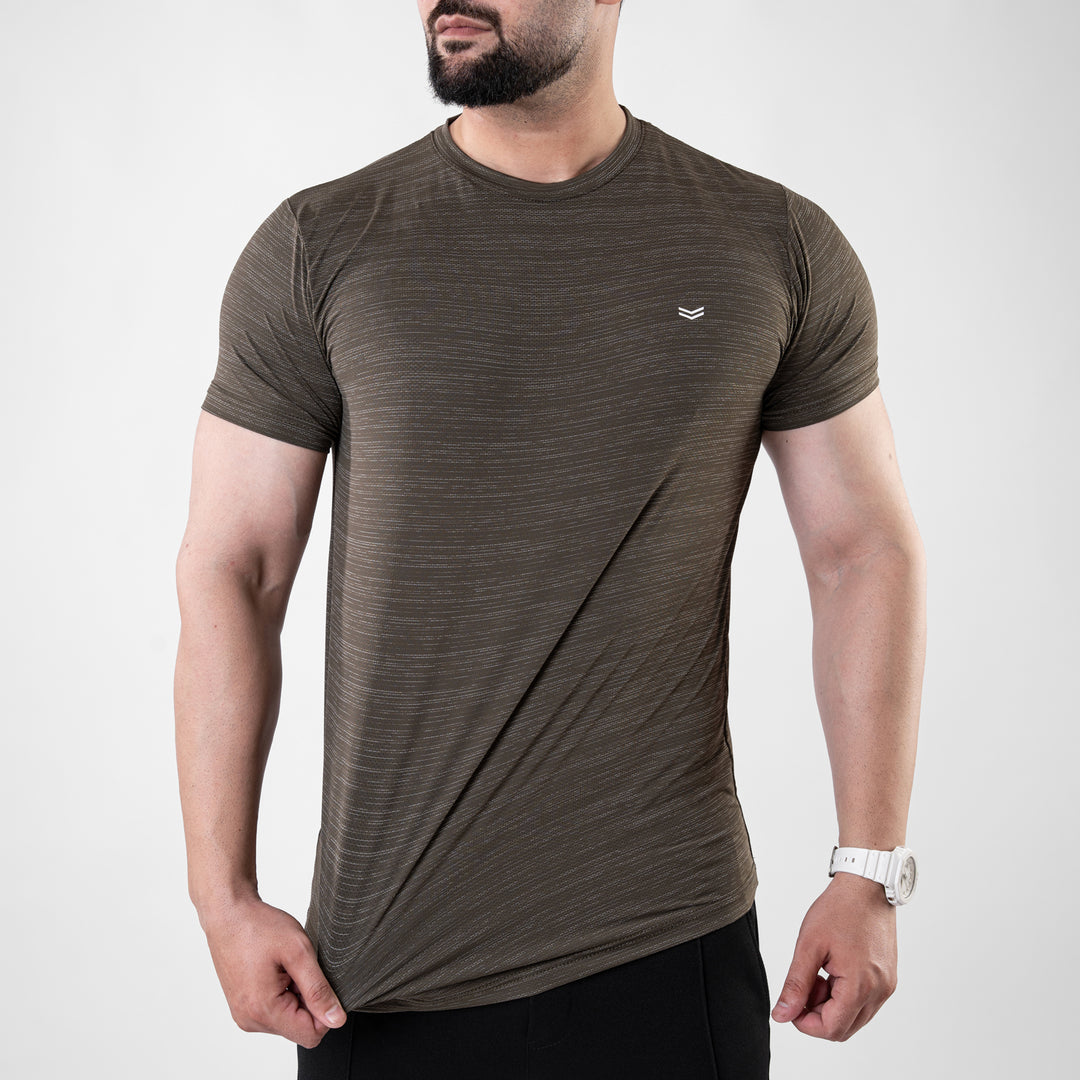 Olive Textured Flow Mesh Performance T-Shirt