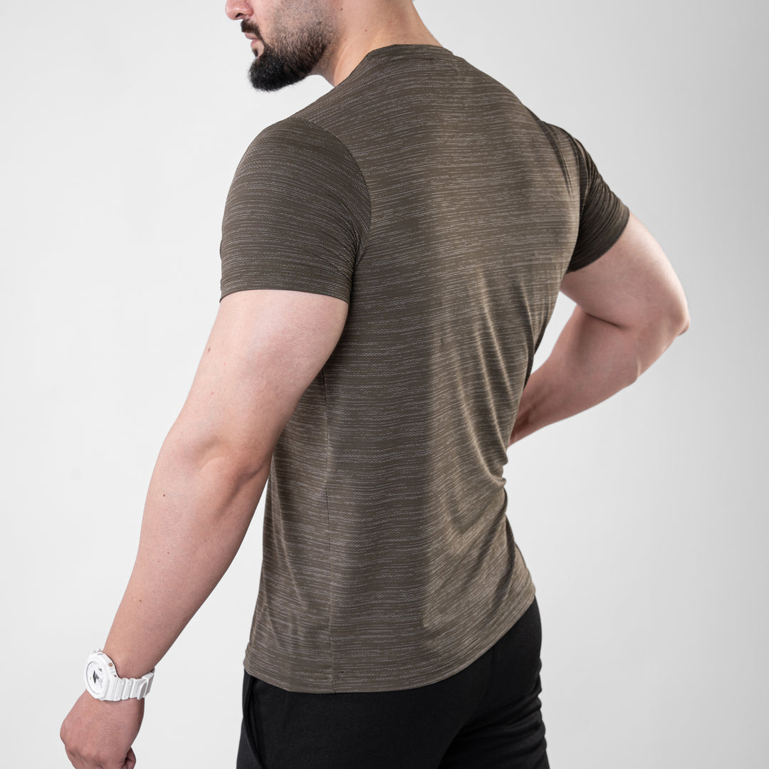 Olive Textured Flow Mesh Performance T-Shirt