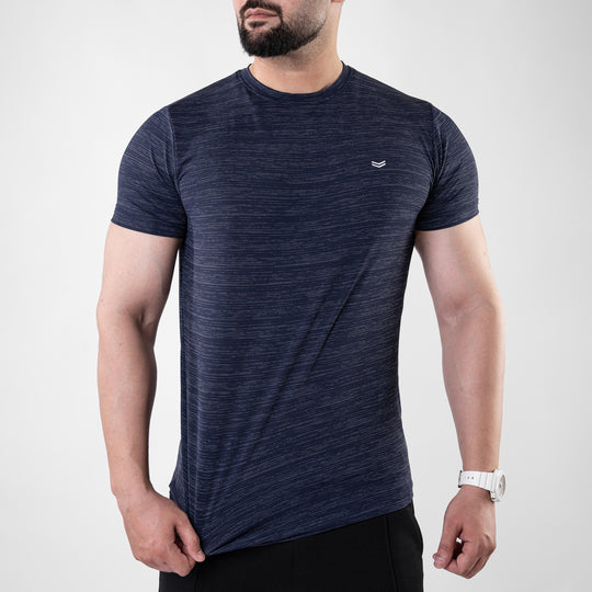 Navy Textured Flow Mesh Performance T-Shirt