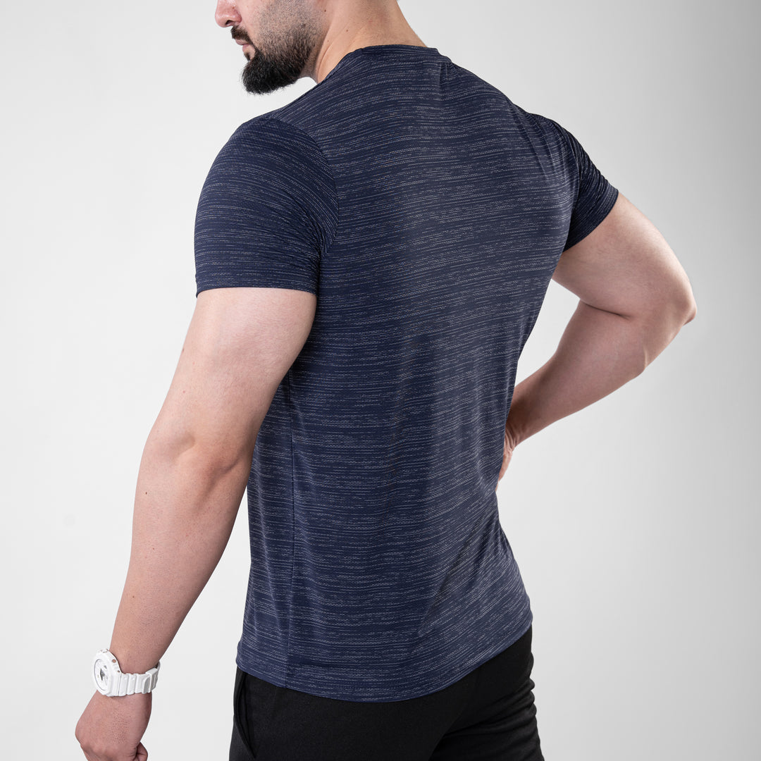 Navy Textured Flow Mesh Performance T-Shirt